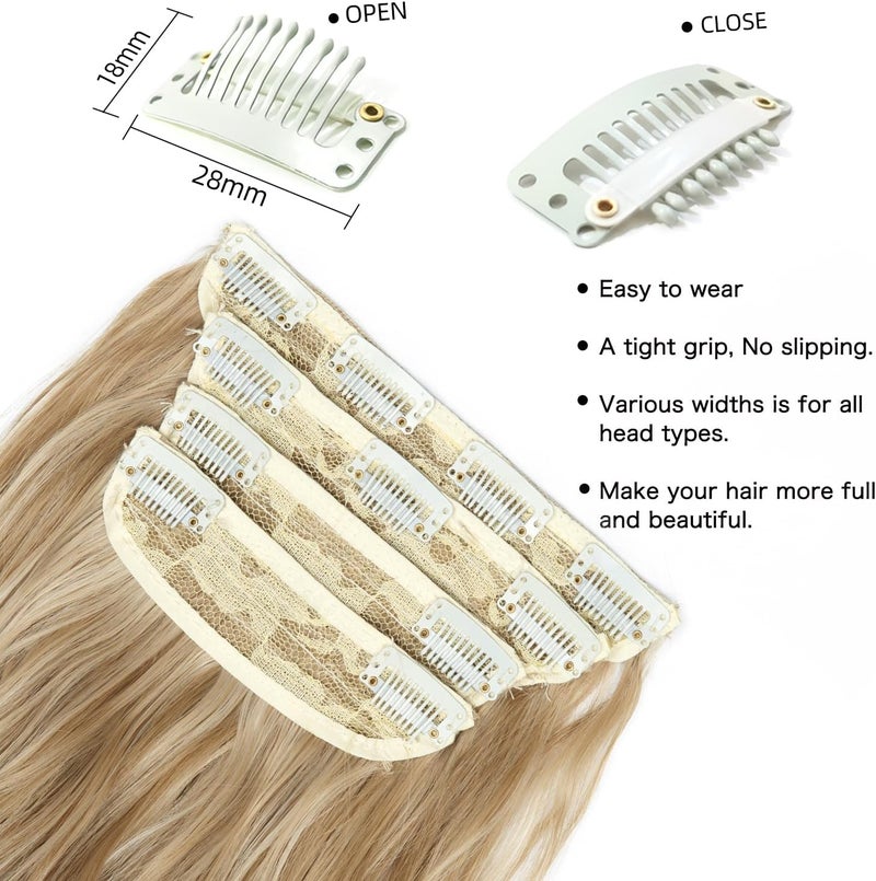 AliLeader 4Pcs Blonde Hair Extensions Clip in, Wavy Synthetic Clip in Hair Extension, 20 Inches Long Hair Extensions for Women Full Head (8AH613#,4pcs) - Image 3