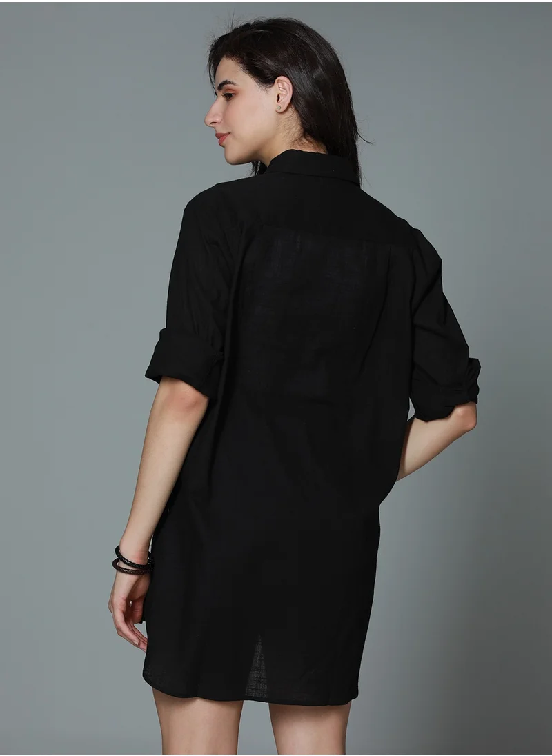 هاي ستار Oversized Black Shirt for Women