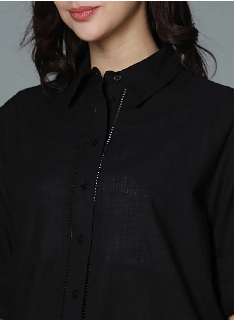 HIGH STAR Oversized Black Shirt for Women