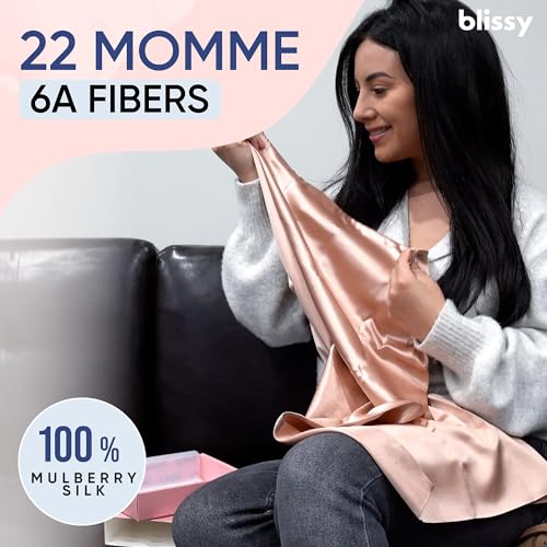 Blissy Silk Pillowcase - 100% Pure Mulberry Silk - 22 Momme 6A High-Grade Fibers - Silk Pillow Cover for Hair & Skin - Regular, Queen & King (Rose Gold, King) - Image 2