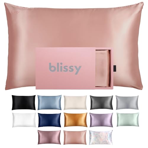 Blissy Silk Pillowcase - 100% Pure Mulberry Silk - 22 Momme 6A High-Grade Fibers - Silk Pillow Cover for Hair & Skin - Regular, Queen & King (Rose Gold, King) - Image 1
