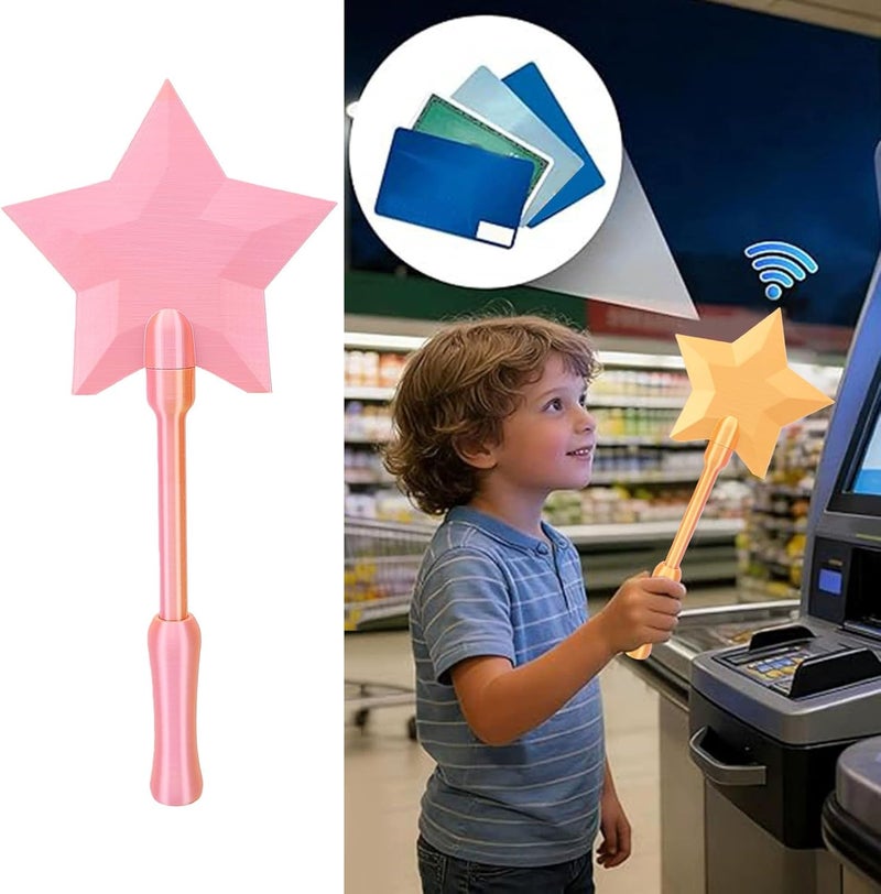 3D Printed Credit Card Wand Cute Star Design Lightweight Contactless Pay Holder with Secure Slot for Credit Debit Gift Card for Easy Payments PLA (Pink Gold) - Image 5