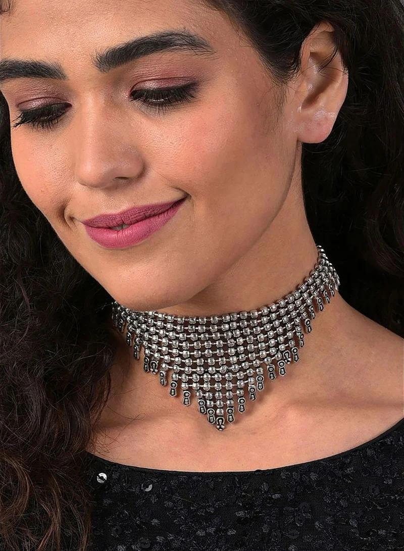 SOHI Silver Plated Designer Necklace