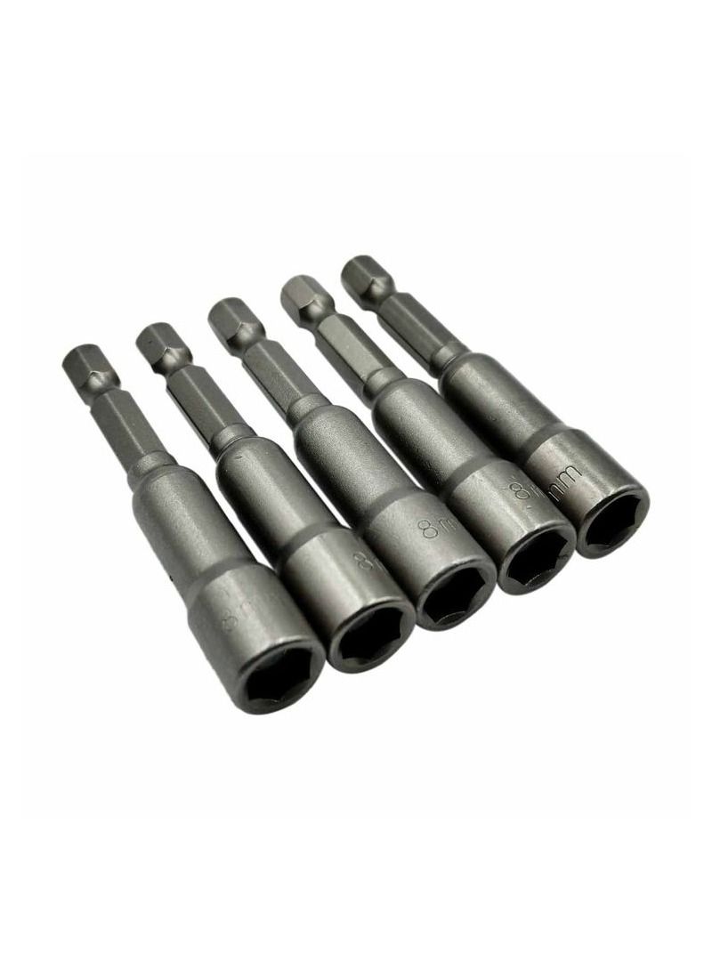 8mm Drill Nut Socket Magnetic Nut Socket For Drill Strong Magnetic - Chromium-vanadium (Crv) 5 Pcs Set  - Image 2