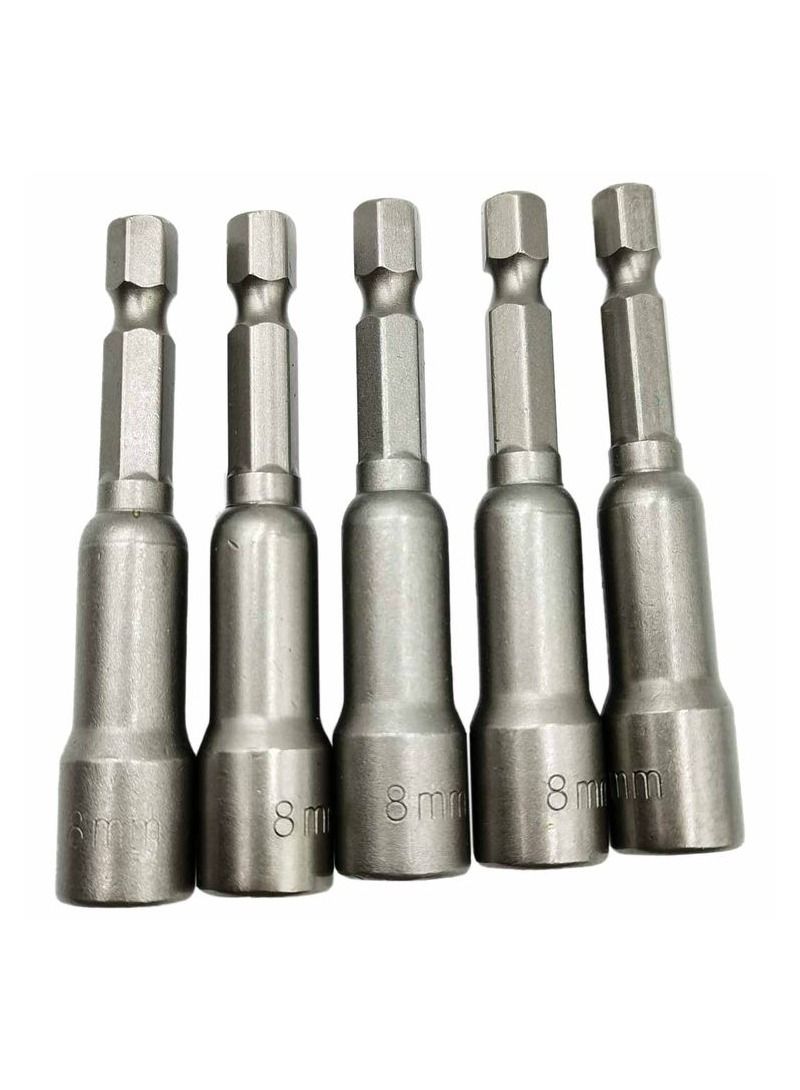 8mm Drill Nut Socket Magnetic Nut Socket For Drill Strong Magnetic - Chromium-vanadium (Crv) 5 Pcs Set  - Image 3