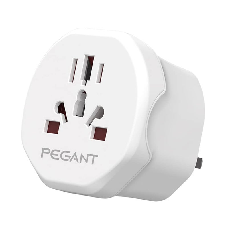 PEGANT محول سفر من العالم إلى قابس المملكة المتحدة 3 دبابيس يقبل جميع أوروبا الاتحاد الأوروبي المملكة المتحدة أستراليا الصين روسيا تركيا إسبانيا محول مقبس الطاقة العالمي