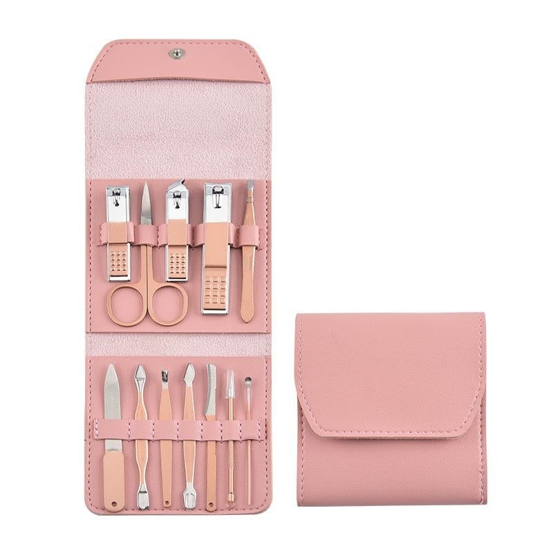 Manicure Scissors Care Tool Stainless Steel Beauty Nail Clippers Nail Pedicure Knife 12/16 in1 Set(12pcs-Rose Gold) - Image 1