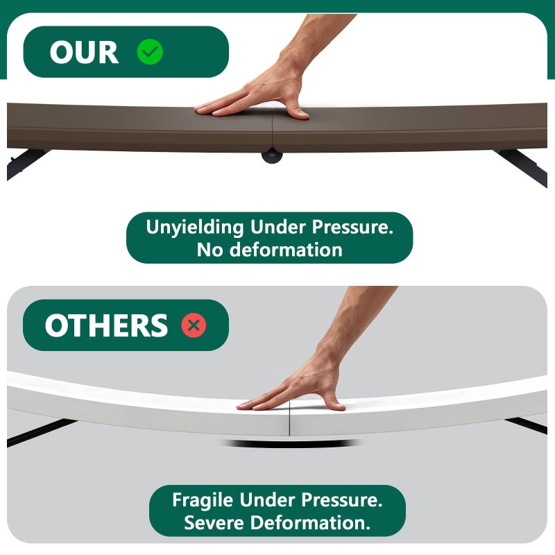 MAKE CHANGES Folding Table, 4FT Foldable Picnic Table with Adjustable Height, Heavy Duty Fold-in-Half Portable Table for Weddings, Camping, RV Travel, Parties, BBQs, and Indoor Use, Easy to Fold and Store, Brown - Image 5