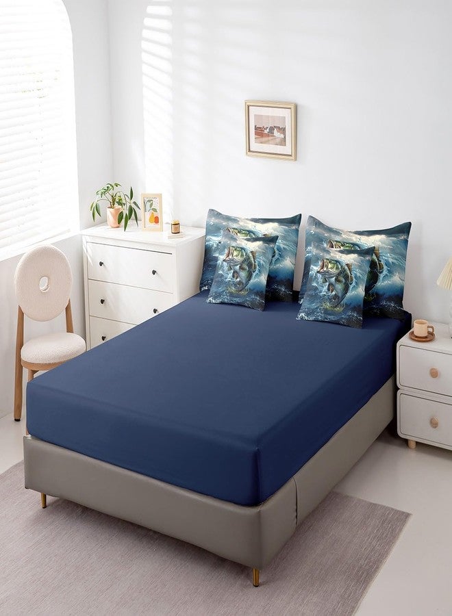 Feelyou Pike Fish Full Comforter Set with Sheets 7 Piece Bass Big Fish Bedding Set Ocean Fishing and Hunting Bed in a Bag - Image 5