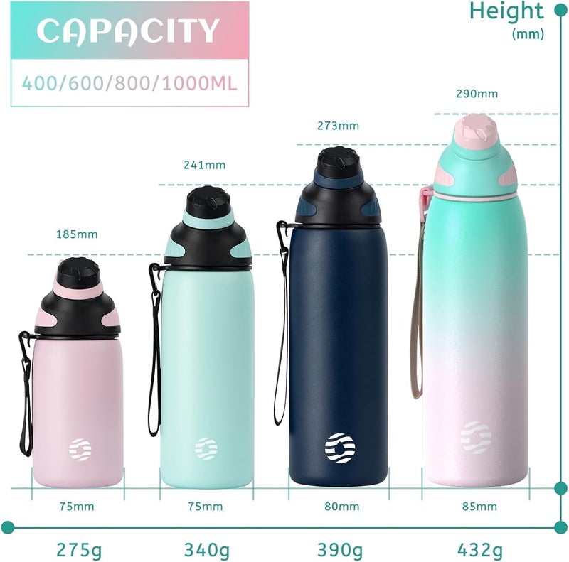 FjBottle Stainless Steel Water Bottle 600ml/800ml/1L/1.5L with Magnetic Lid, BPA Free Insulated Water Bottle, Sports Metal Hot&Cold Drinks Vacuum Flask Leak-Proof for Gym, Work, Travel - Image 4