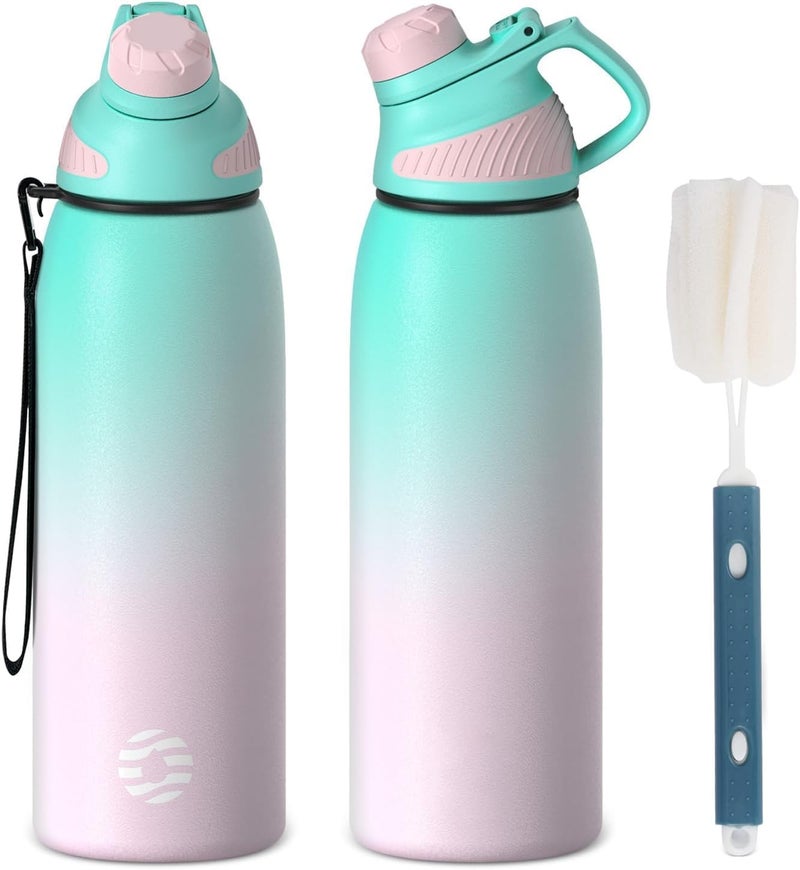 FjBottle Stainless Steel Water Bottle 600ml/800ml/1L/1.5L with Magnetic Lid, BPA Free Insulated Water Bottle, Sports Metal Hot&Cold Drinks Vacuum Flask Leak-Proof for Gym, Work, Travel - Image 1