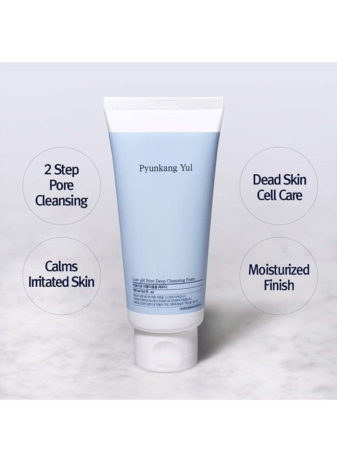 PYUNKANG YUL - PYUNKANG YUL Low pH Pore Deep Cleansing Foam - 2 Step Solution Korean Facial Wash - Makeup Remover Face Cleanser with Witch Hazel, AHA - Cica, Tea Tree Extract - Rapid Moisture replenishment 3.4 Fl Oz - Image 1