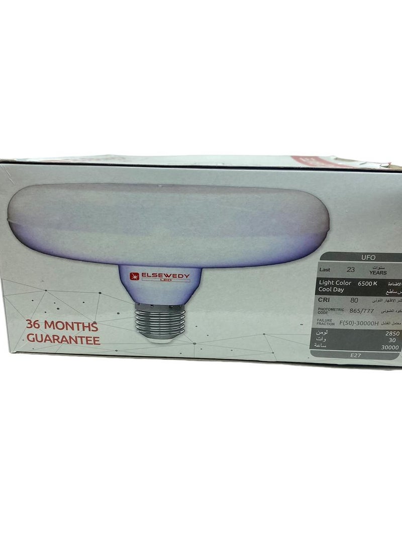 السويدى لمبه ليد السويدي  اوفو ٦٥٠٠ كيلفن اضاءه ابيض ٣٠ وات تصلح بديل الكشافات للغرف والممرات 2850 ليومن - Image 2