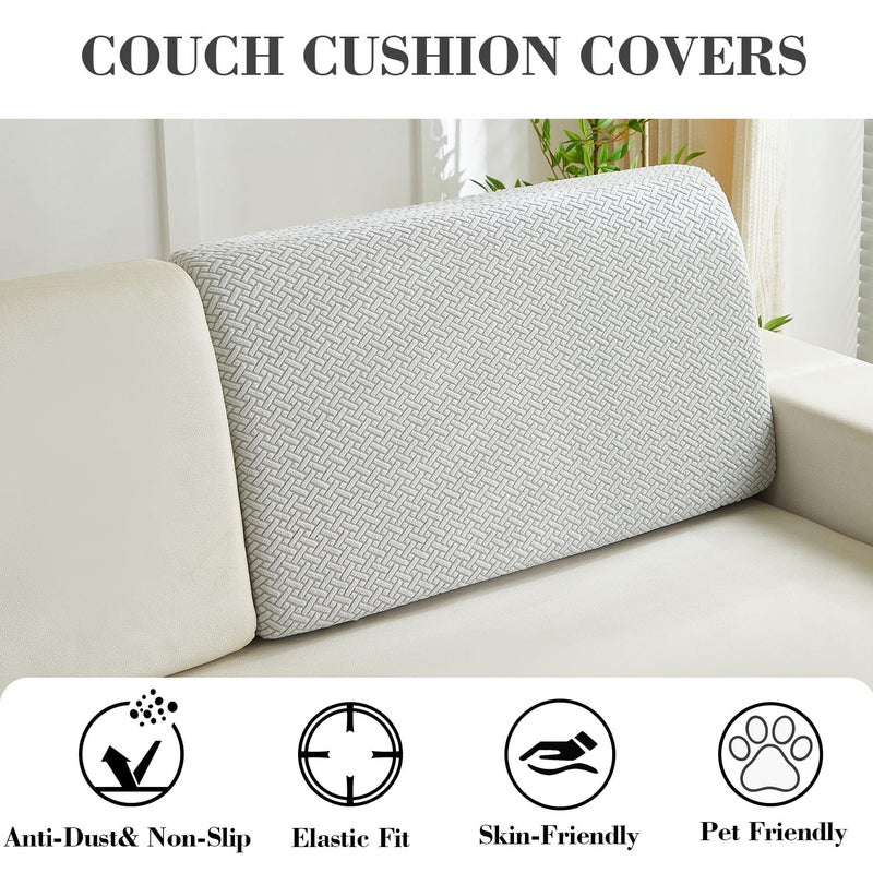 Disayu Sofa Covers Couch Covers for Sofa Pet Friendly Couch Cushion Covers Universal Sofa Covers Washable Stretch Slipcovers for Sectional Sofa (Texture Light Gray,Back Cover L) - Image 3