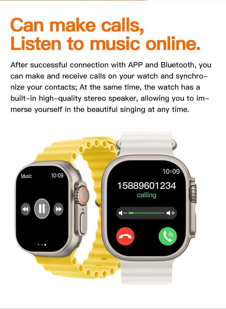 SAB 8 PRO Ultra Smart Watch 1.99 Inch IPS Display - with PRO 4 Bluetooth Earphone / Comes with Replacement Strap / Sports Kit - Image 4
