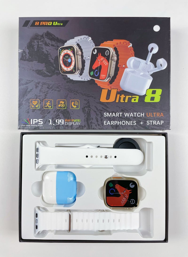 SAB 8 PRO Ultra Smart Watch 1.99 Inch IPS Display - with PRO 4 Bluetooth Earphone / Comes with Replacement Strap / Sports Kit - Image 3