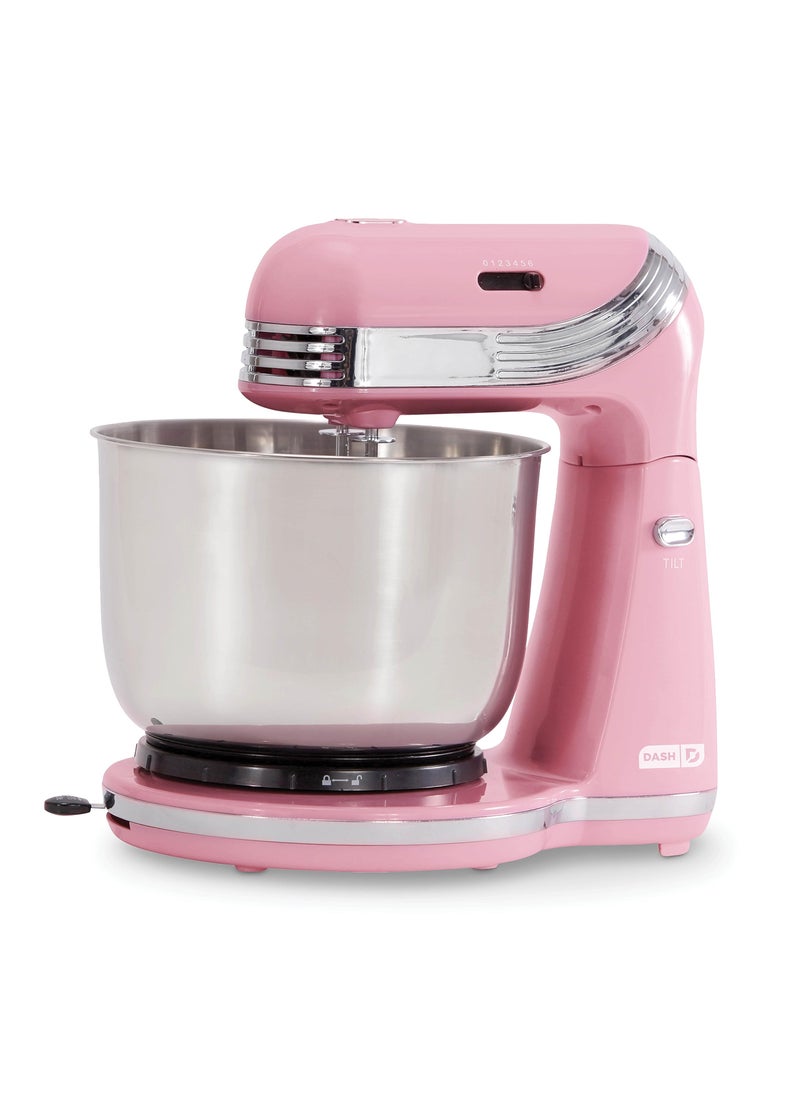 Dash Dash Stand Mixer Electric Mixer for Everyday Use 6 Speed Stand Mixer with 3 Quart Stainless Steel Mixing Bowl Dough Hooks  Mixer Beaters for Dressings Frosting Meringues  More  Pink 