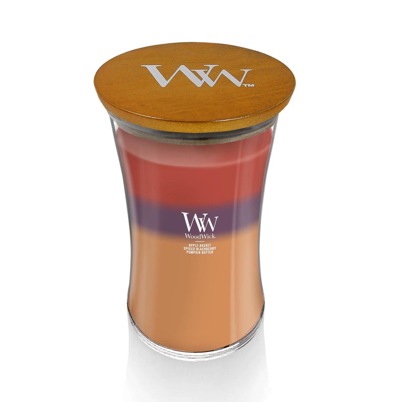 WoodWick Autumn Harvest Holiday Candle Gifts for Women and Men 215 oz Large Hourglass Trilogy Candle with Crackling Wick