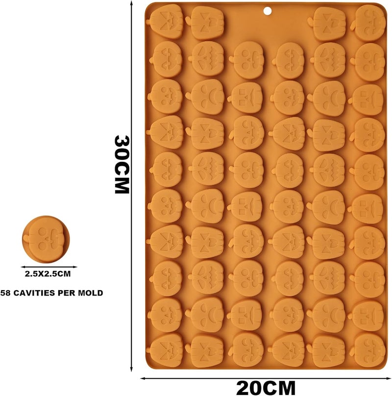 KBTBAK Halloween Silicone Mini Candy Molds, Mini Pumpkin and Ghost Molds, Silicone Treat or Trick Molds for Halloween Candy, Chocolate, Gummy, Cookies, Jelly, Set of 2 - Image 3