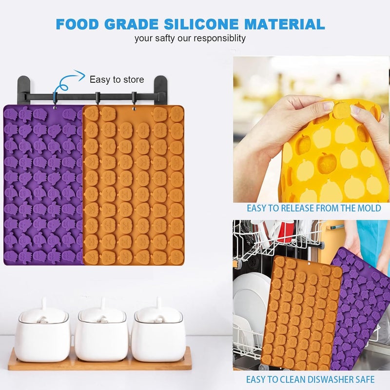 KBTBAK Halloween Silicone Mini Candy Molds, Mini Pumpkin and Ghost Molds, Silicone Treat or Trick Molds for Halloween Candy, Chocolate, Gummy, Cookies, Jelly, Set of 2 - Image 4