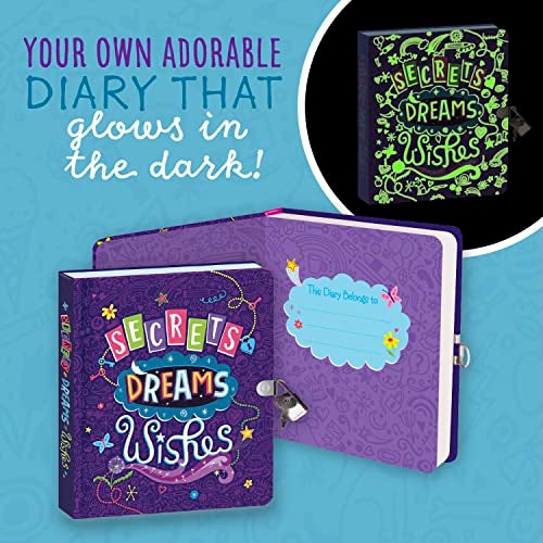 Peaceable Kingdom Secrets, Dreams and Wishes Glow in the Dark 6.25" Lock and Key, Lined Page Diary for Kids - Image 2