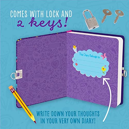 Peaceable Kingdom Secrets, Dreams and Wishes Glow in the Dark 6.25" Lock and Key, Lined Page Diary for Kids - Image 3