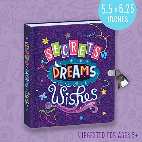 Peaceable Kingdom Secrets, Dreams and Wishes Glow in the Dark 6.25" Lock and Key, Lined Page Diary for Kids - Image 5