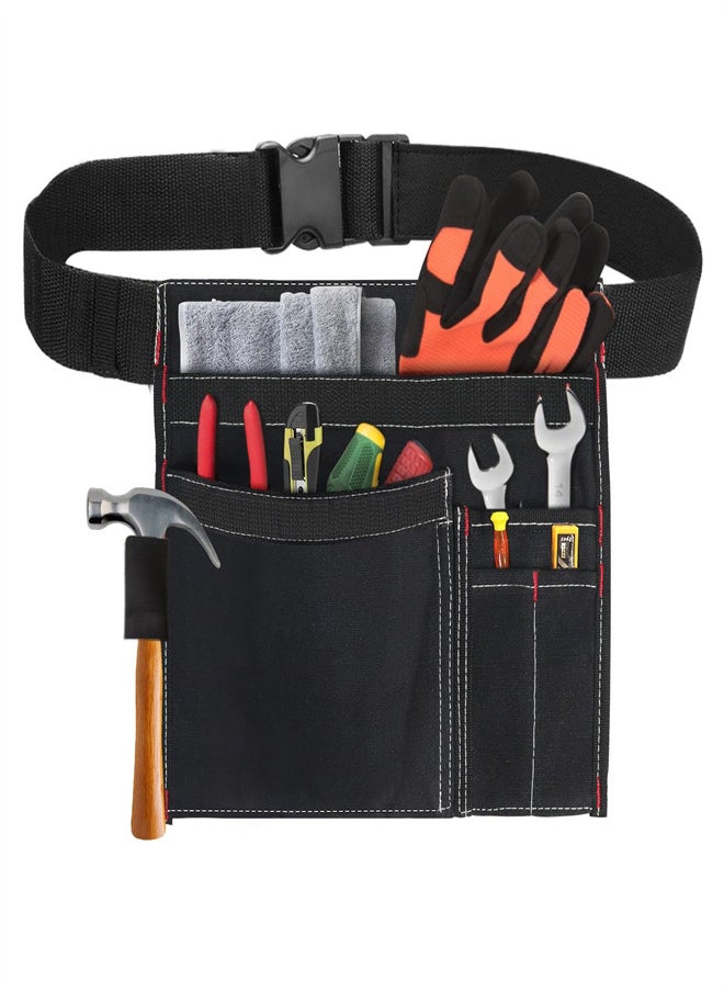 KASTWAVE Electrician Tool Pouch, Waist Tool Belts with 5 Pocket, Durable Adjustable Canvas Maintenance Tool Belt Pouch, Work Apron for Gardening, Carpenter, Construction, Hammers, Screwdriver, Adjustable Belt  - Image 1