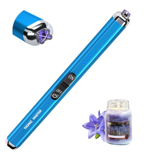TRONIC MASTER Electric Candle Lighter Valentine's Day Gifts for Women Mom Men Dual Arc USB Rechargeable Windproof Lighter for Candle BBQ Birthday Camping Gift Idals (Sapphire Blue) - Image 1