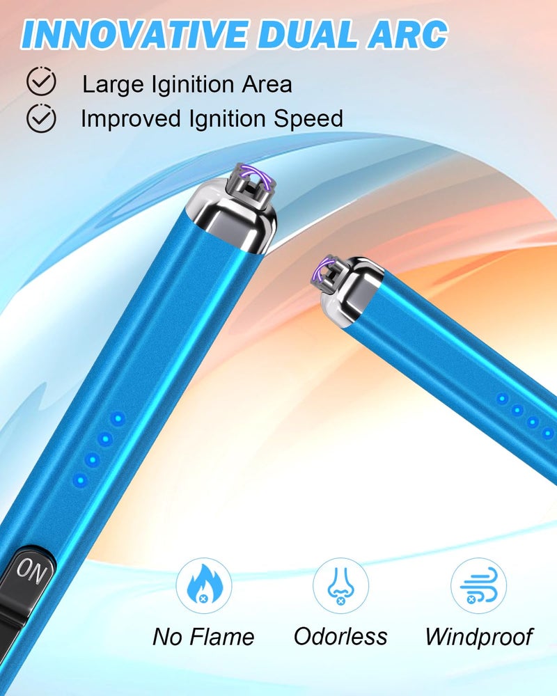 TRONIC MASTER Electric Candle Lighter Valentine's Day Gifts for Women Mom Men Dual Arc USB Rechargeable Windproof Lighter for Candle BBQ Birthday Camping Gift Idals (Sapphire Blue) - Image 5