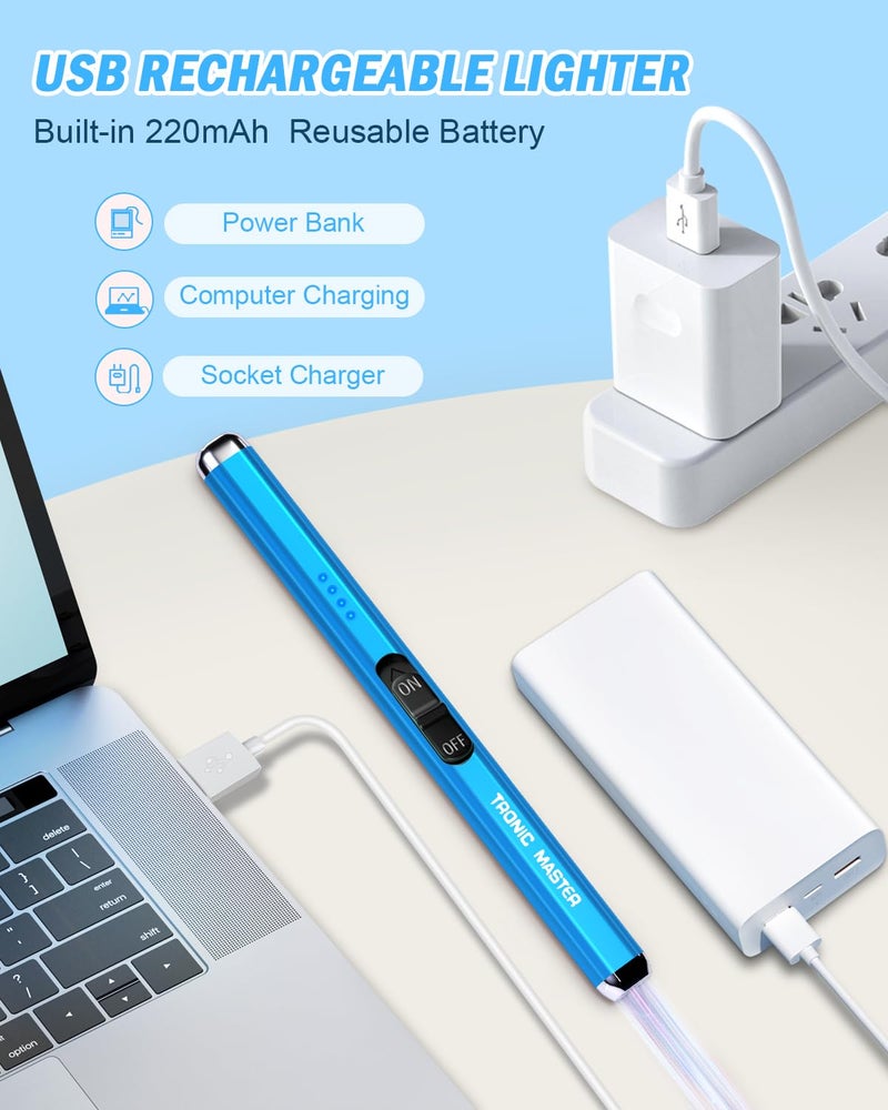TRONIC MASTER Electric Candle Lighter Valentine's Day Gifts for Women Mom Men Dual Arc USB Rechargeable Windproof Lighter for Candle BBQ Birthday Camping Gift Idals (Sapphire Blue) - Image 4