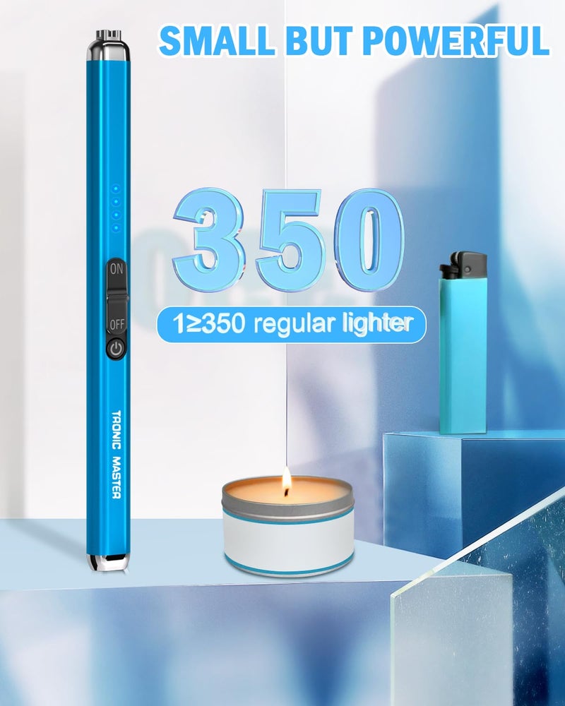 TRONIC MASTER Electric Candle Lighter Valentine's Day Gifts for Women Mom Men Dual Arc USB Rechargeable Windproof Lighter for Candle BBQ Birthday Camping Gift Idals (Sapphire Blue) - Image 2