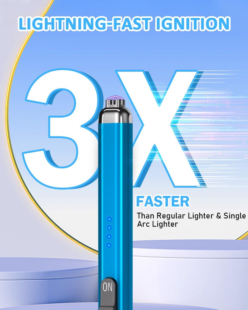 TRONIC MASTER Electric Candle Lighter Valentine's Day Gifts for Women Mom Men Dual Arc USB Rechargeable Windproof Lighter for Candle BBQ Birthday Camping Gift Idals (Sapphire Blue) - Image 3