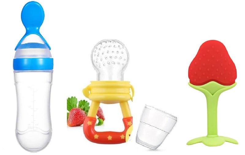 Cuckoos Baby Food Fruit Nibbler Feeder |Teether for 3 to 6 Months Baby |Teether for 6 to 12 Months Baby | Teether for Baby 6-12 Months Bpa Free Combo Pack of 3 (Multi-6) - Image 1
