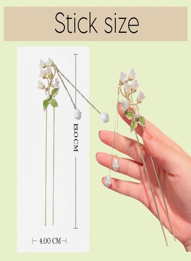 ECLATE ACCESSORIES INHEAVEN Traditional Chinese Hair Stick, Pearl Flower Design, Handcrafted Hair Accessory - Image 3