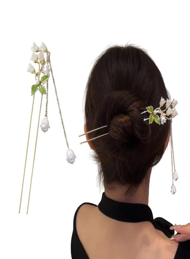 ECLATE ACCESSORIES INHEAVEN Traditional Chinese Hair Stick, Pearl Flower Design, Handcrafted Hair Accessory - Image 1