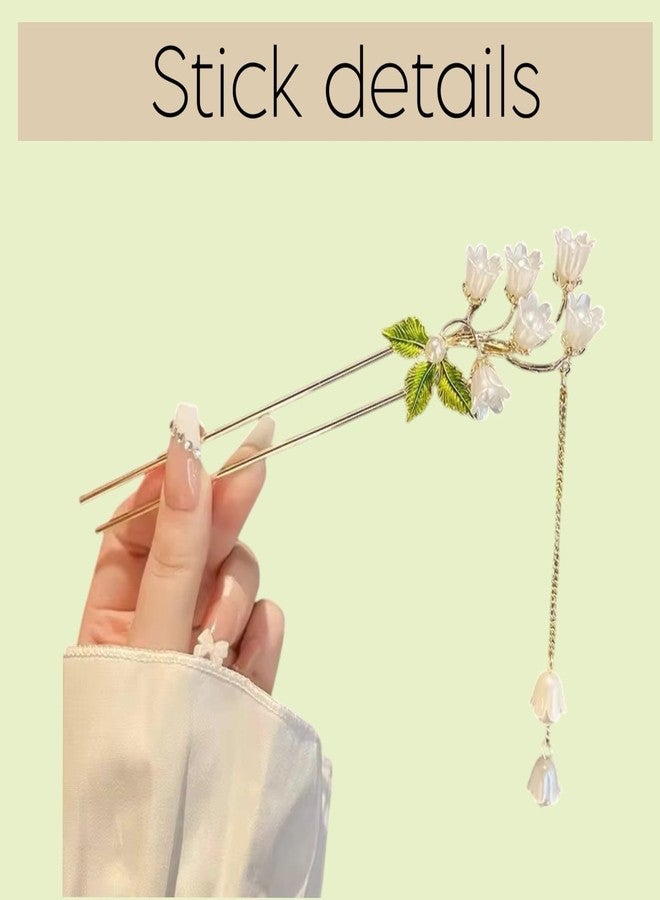 ECLATE ACCESSORIES INHEAVEN Traditional Chinese Hair Stick, Pearl Flower Design, Handcrafted Hair Accessory - Image 4