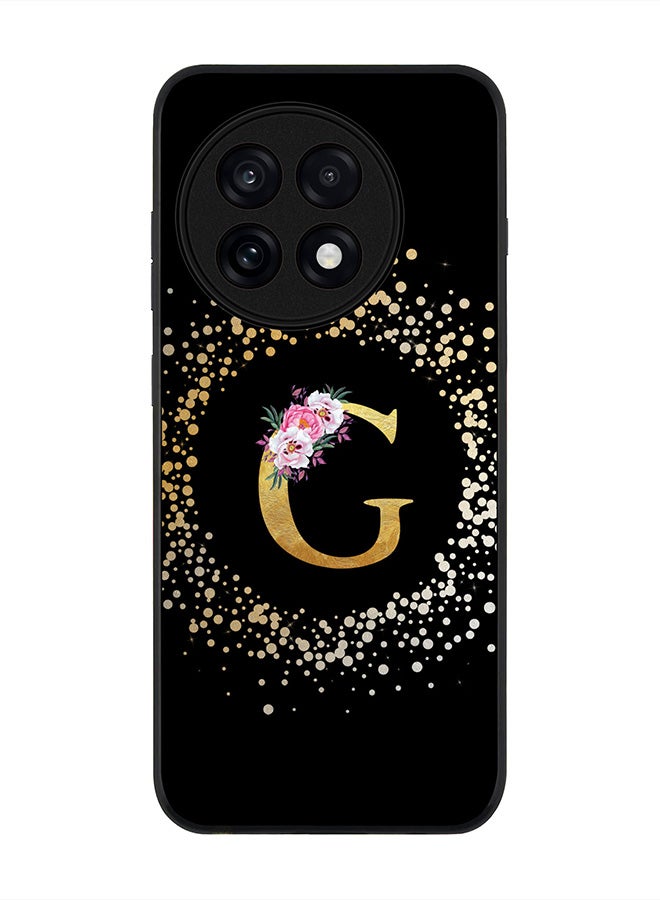 Stylizedd For OnePlus 13R / Ace 5 Pro Case,Slim fit Camera Protection, Shockproof Thin Phone cover  - Custom Monogram Floral - G ( Black )