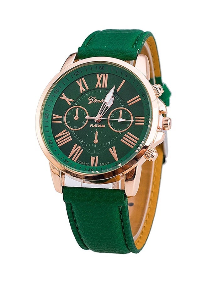 Geneva Women's Water Resistant Leather Analog Watch AWNTG-01-W0168 - 37 mm Green