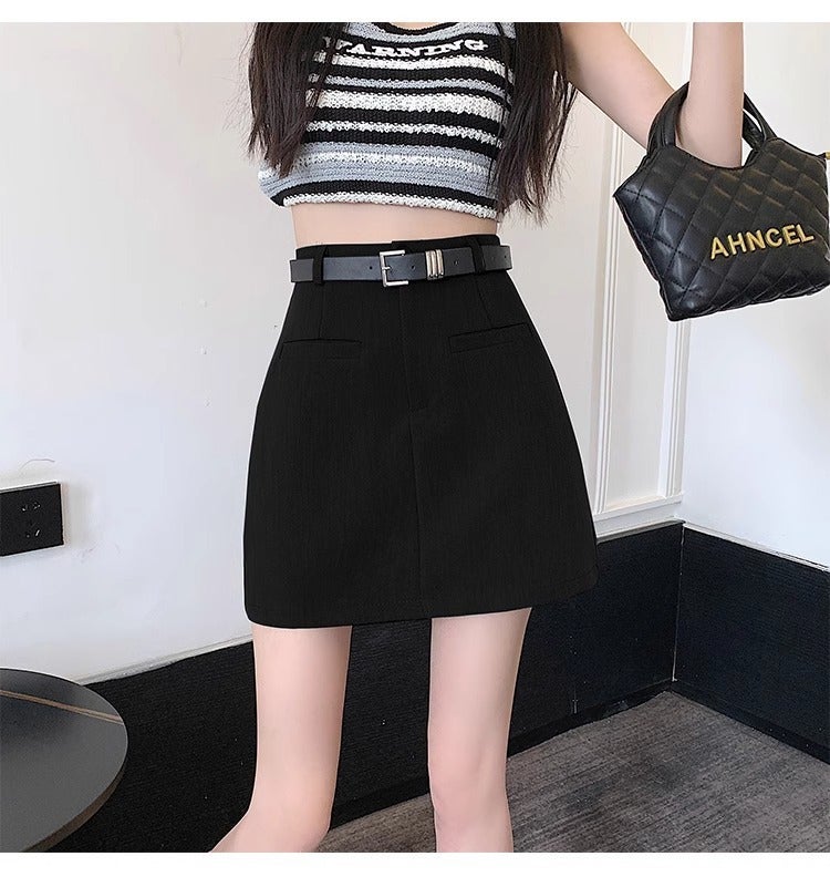 Spring High Waist Slimming Girl Suit Skirt Korean Casual Hip Skirt Elegant A- Line Skirt - Image 1