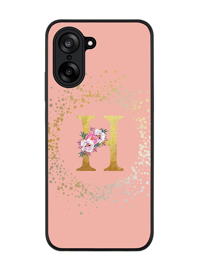 Stylizedd For OnePlus Nord CE5 / Ace 5 Racing Case,Slim fit Camera Protection, Shockproof Thin Phone cover  - Custom Monogram Floral - H  (Rose Pink )
