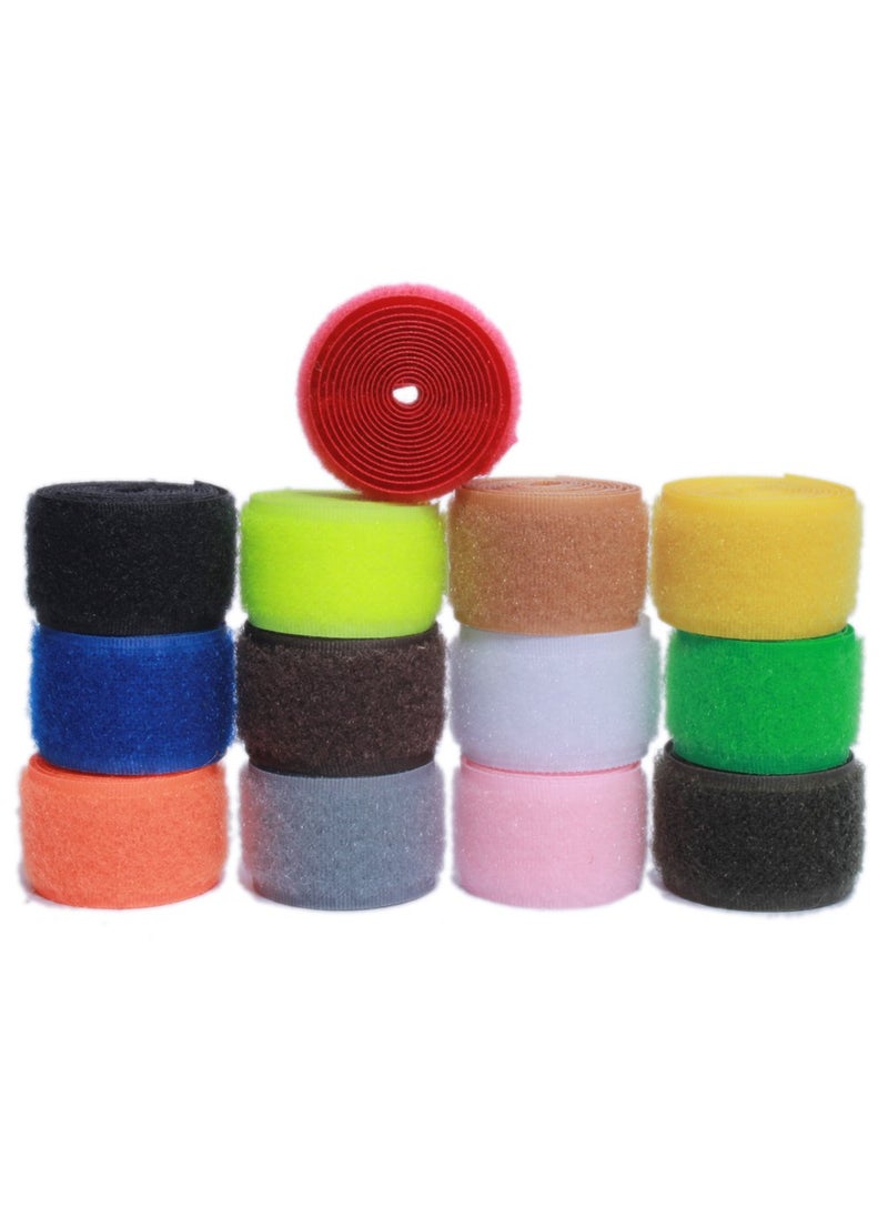BASOKAN BASOKAN Sew on Hook and Loop Nylon Fabric Magic Fastener Tape by The Yard with NonAdhesive for DIY Craft Supplies 1 inch Wide Pack of 13 Colors 2 Yards of Each Color 1 Yard Hook  1 Yard Loop 