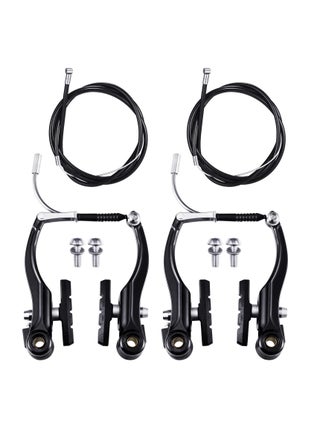 V Bike Brakes Set, 2 Sets Universal Complete Bike Brakes, Mountain Bike Replacement for Most Bicycle, Road Bike Brakes Cables with Front Back Wheels End Caps, End Ferrules, Black - pzsku/Z94FB90D32B9384BCC708Z/45/_/1721372918/c113b8be-d81b-4e2e-8a96-a572829ce742