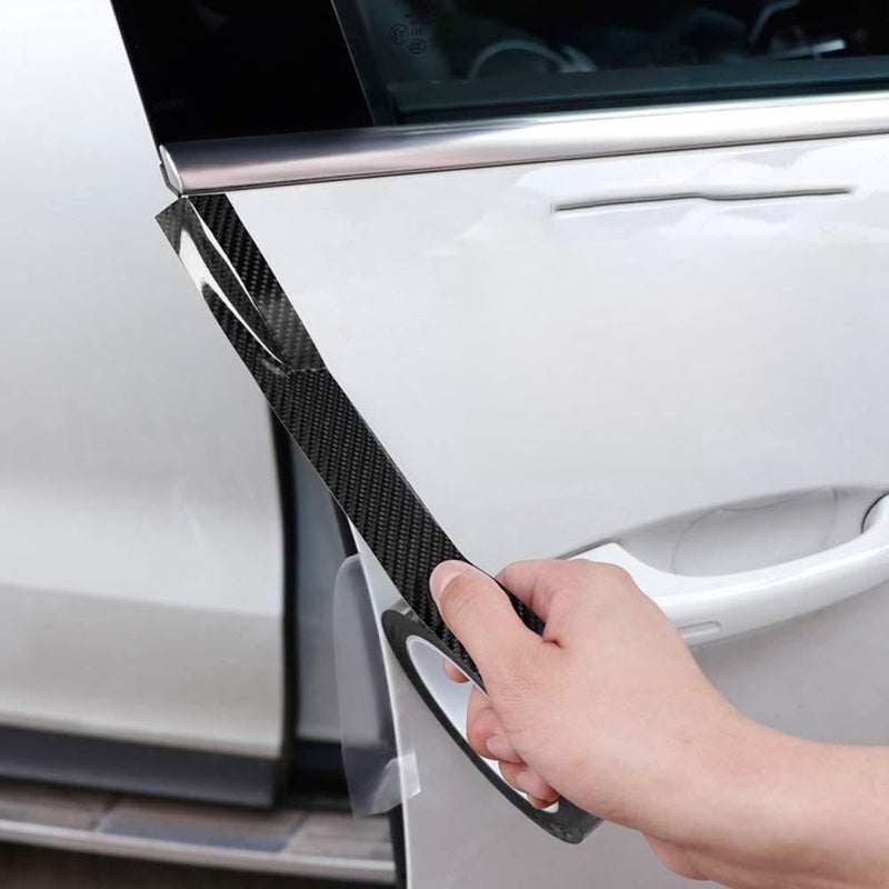 Pongnas 5D Carbon Fiber Car Door Sill Protector Strips Self Adhesive Bubble Release Threshold Plates for Interior Trim (#69) - Image 1