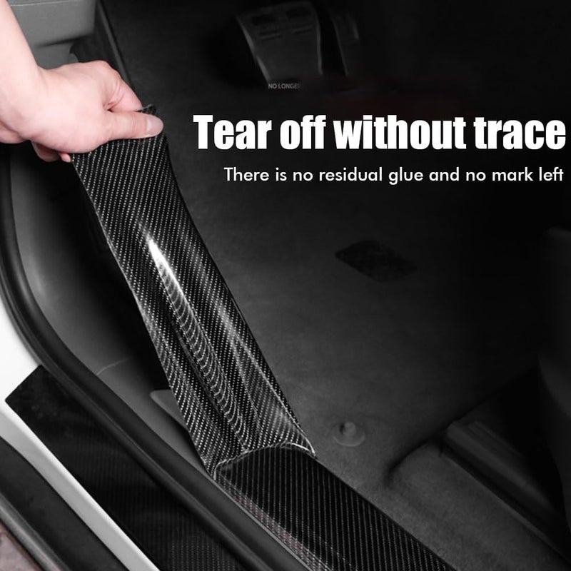 Pongnas 5D Carbon Fiber Car Door Sill Protector Strips Self Adhesive Bubble Release Threshold Plates for Interior Trim (#69) - Image 5