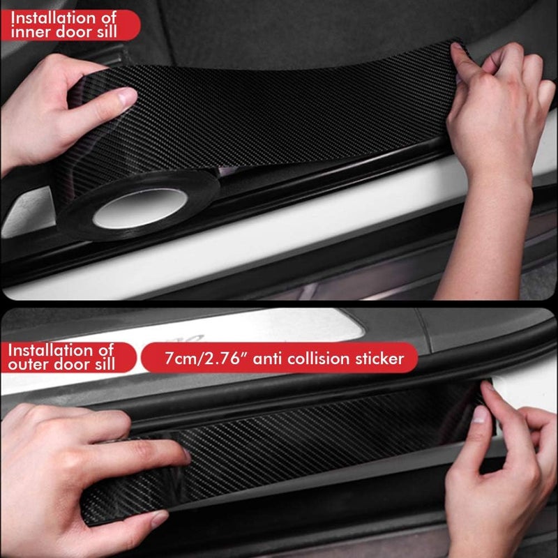 Pongnas 5D Carbon Fiber Car Door Sill Protector Strips Self Adhesive Bubble Release Threshold Plates for Interior Trim (#69) - Image 4