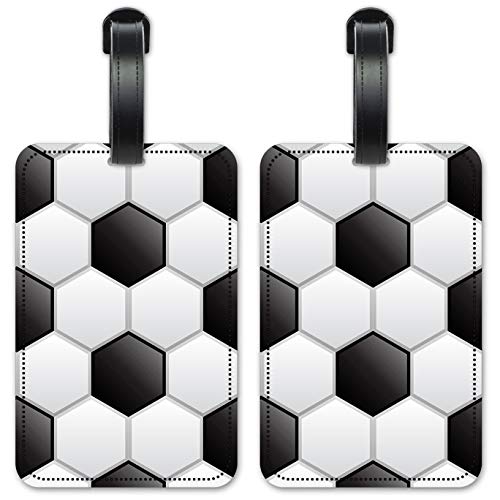 Art Plates Soccer Ball - Luggage ID Tags - Suitcase Identification Cards - Set of 2 - Image 1