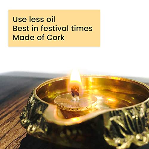 Jainkart Eco-Friendly Cork-Based Floating Oil Wicks Diya Bati Parsi Vat Pack of (Approx 500 Wicks), Long-Lasting, Smoke-Free Diya Baatis for Pujas and Festivals - Image 3