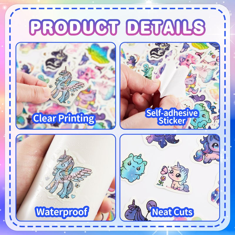 Robmoda Holographic Unicorns Water Bottle Kids Stickers, 70 Pcs Animal Vinyl Waterproof Decals for Laptop, Phone Case Scrapbooking Decor for Teens Girls Boys Adults - Image 4