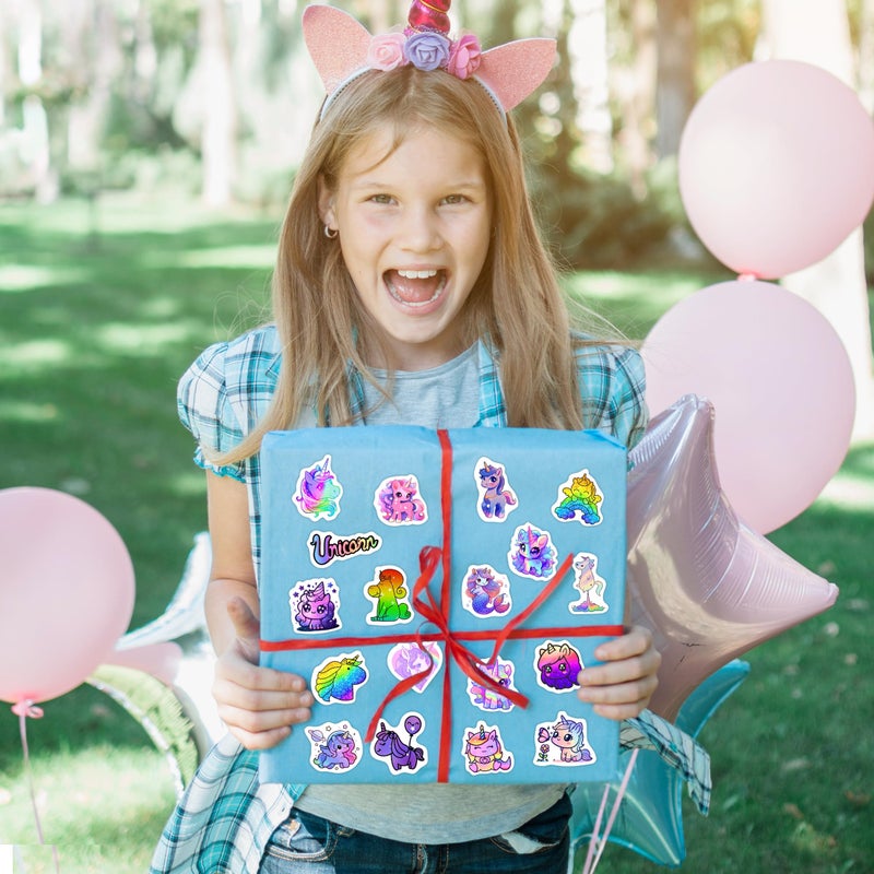 Robmoda Holographic Unicorns Water Bottle Kids Stickers, 70 Pcs Animal Vinyl Waterproof Decals for Laptop, Phone Case Scrapbooking Decor for Teens Girls Boys Adults - Image 3